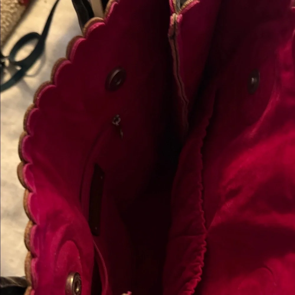 Patricia Nash Brown and Teal Embossed Leather Tote - Picture 3 of 3